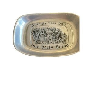 Vintage Wilton Armetale Tray "Give Us This‎ Day our Daily Bread" Bread Dish